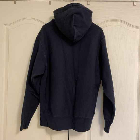 Champion Big C Chain Stitch Reverse Weave Hoodie Sweatshirt - Navy - Men's Large - Picture 2 of 4